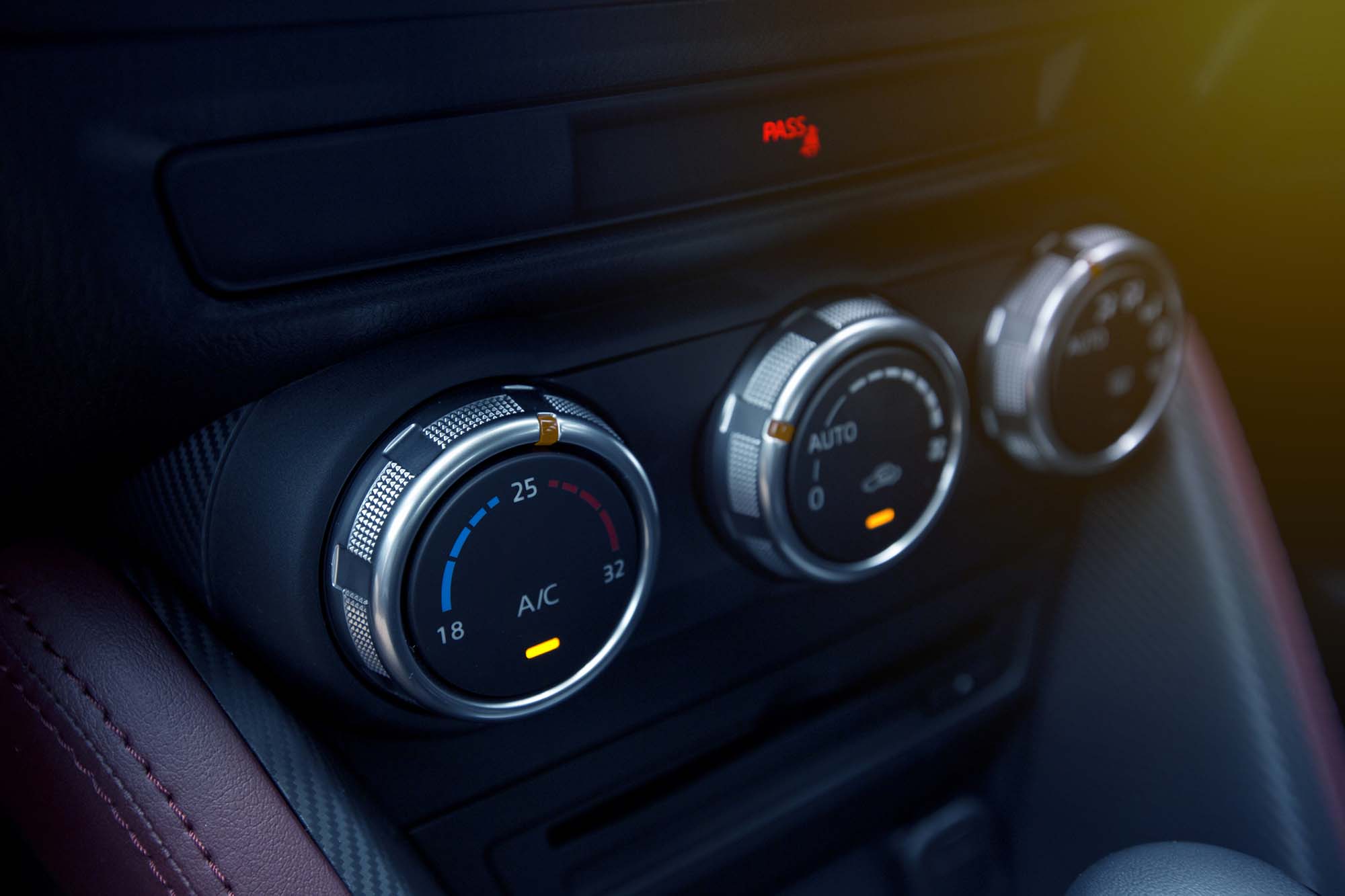 Detail of new modern car air-con button