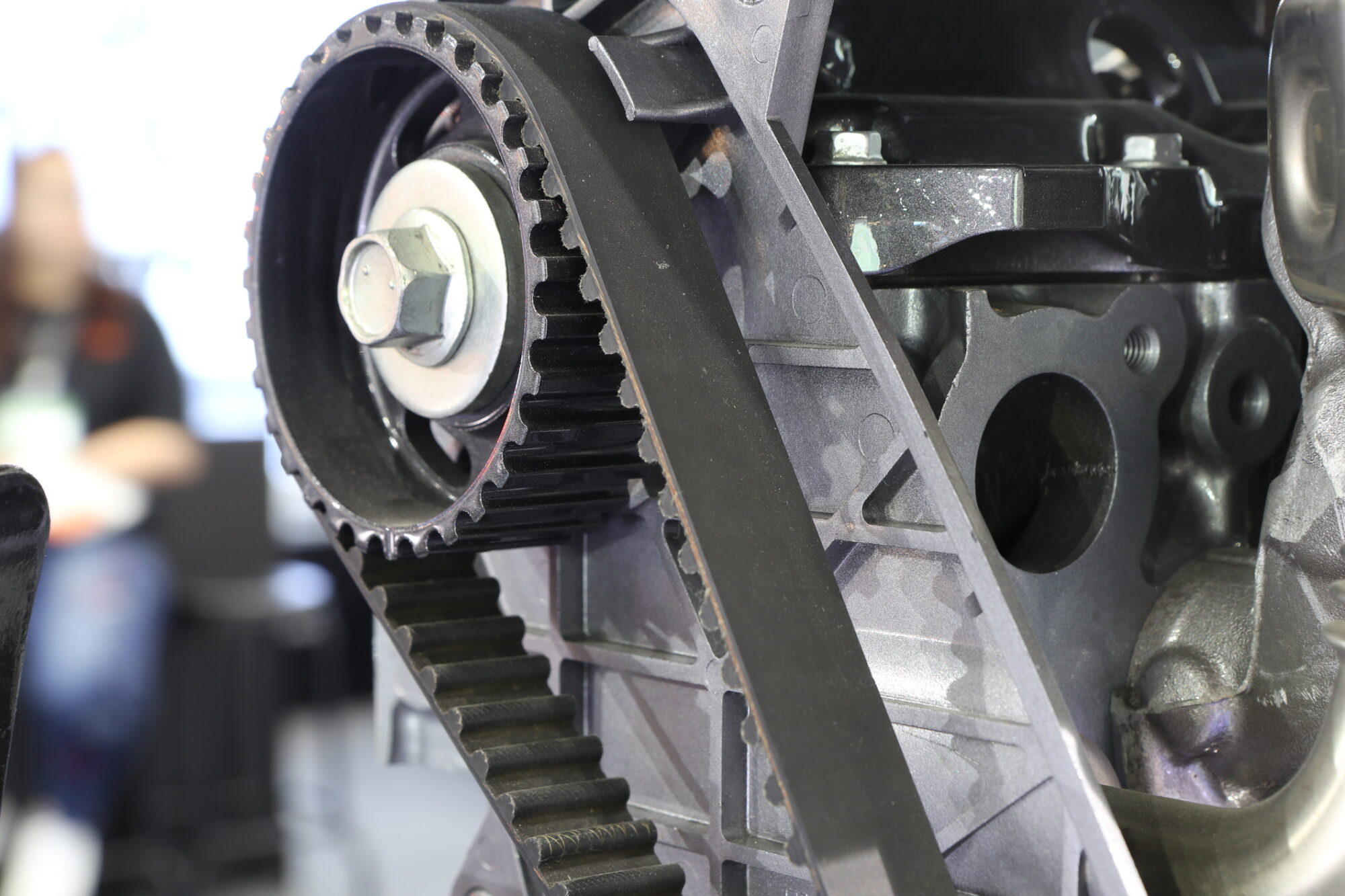 Diesel Engine timing belt ; close up ; rubber part